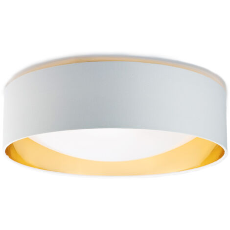ALPINALUZ  Plafón LED Lámpara de Tcho con Pantalla Textil Ø40cm 3000K-4000K-6000K 36W "Stellar" Blanco/Dorado