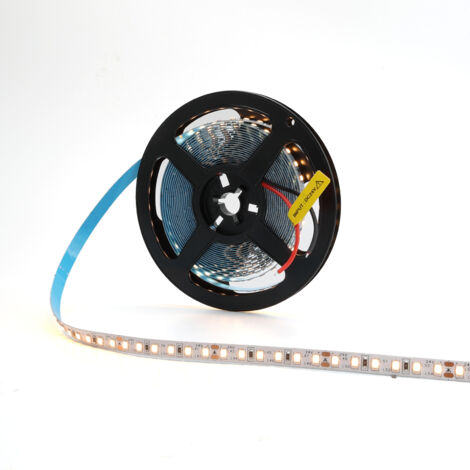 ALPINALUZ  TIRA LED 24V DC-50W-10W/m-Ancho 8mm-120 LEDs SMD2835/metro-18W/m-Monocolor-Corte cada 5cm-IP20-5 metros Blanco c'alido 2700k