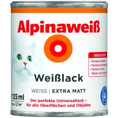 Alpinaweiß Weißlack 125ml alpinaweiß extra matt  Lack Universallack Innen Außen