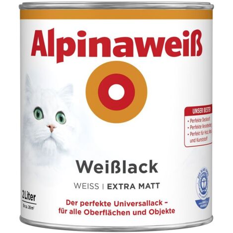 Alpinaweiß Weißlack 2 l alpinaweiß extra matt Lack Universallack Innen Außen