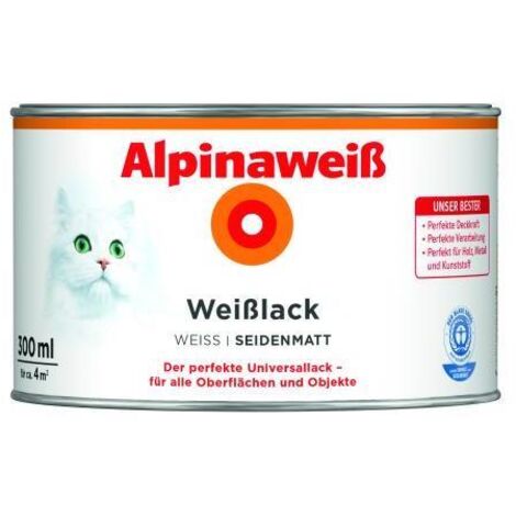 Alpinaweiß Weißlack 300 ml alpinaweiß seidenmatt Lack Universallack Innen Außen