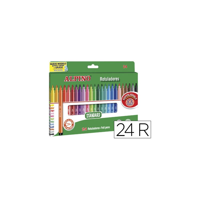 

Caja 24 rotuladores de Colores Alpino punta fina Multicolor