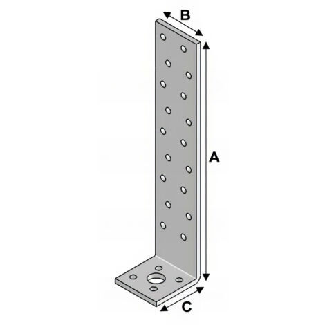Alsafix – Équerre de fixation béton 200 x 40 x 40 x 2,0 mm – 24 trous oblongs pour fixation – Normes ATE et CE – Renforcement structures béton et bois - AL-EB20040420