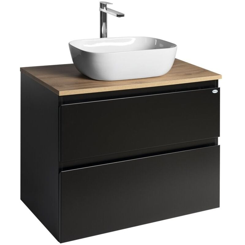 Aqualine - altair Vanity Unité avec planche 78,5 cm, noir mat/oak emporio