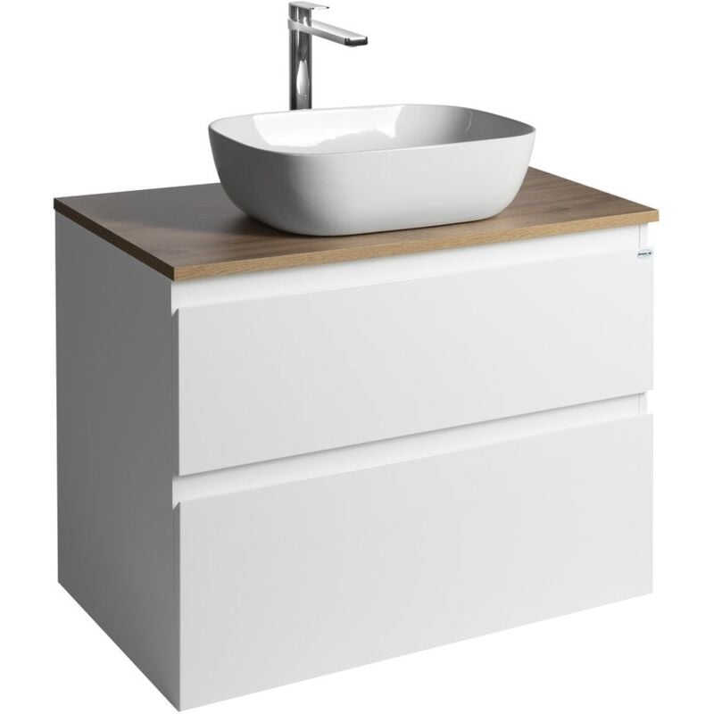 Aqualine - altair Vanity Unité avec planche 78,5 cm, weiß/Eiche emporio