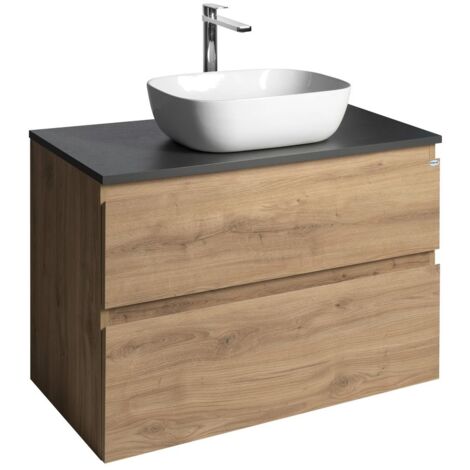 ALTAIR Vanity Unité avec planche 87,5 cm, ardoise en chêne