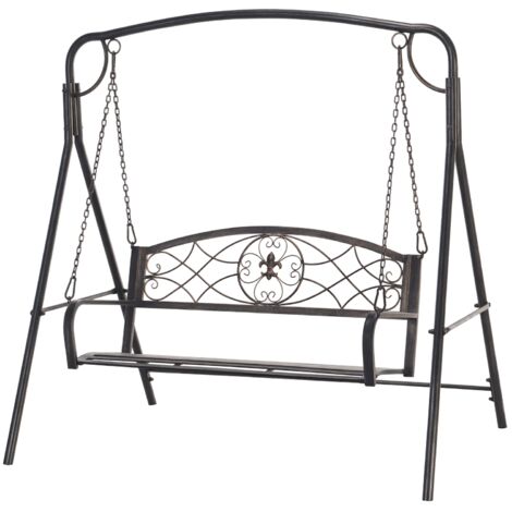 Altalena a 2 posti in metallo, sedia a dondolo da giardino, resistente alle intemperie, per patio e cortile.