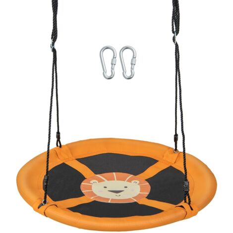Altalena a cerchio da 102cm con corde regolabili e moschettoni tessuto oxford impermeabile, Altalena a nido Arancione