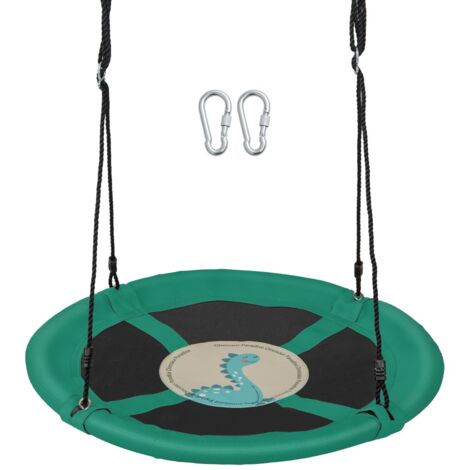 Altalena a cerchio da 102cm con corde regolabili e moschettoni tessuto oxford impermeabile, Altalena a nido Verde