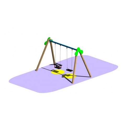 Altalena A Due Posti Gioco Per Parchi Con Un Seggiolino Piano ed Un Seggiloino A Culla Per I Bambini Pi Piccoli