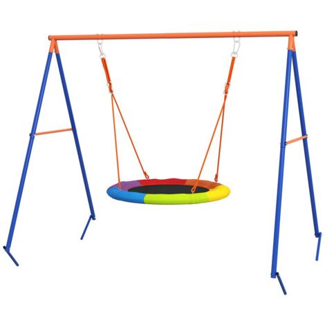 ALTALENA DA GIARDINO A NIDO PER 1-2 BAMBINI IN METALLO RINFORZATO. 196X172X180CM. MULTICOLORE