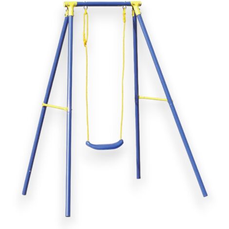 Altalena da giardino per bambini in acciaio 1 posto con corde regolabili 145x142xH182 cm