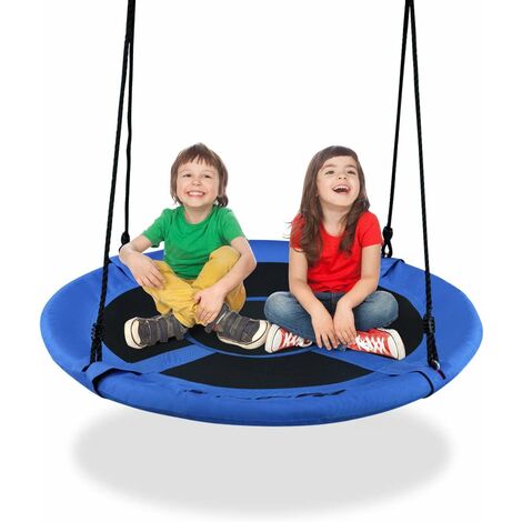 Altalena da Giardino Rotonda Telaio in Metallo Altezza Regolabile per Bambini e Adulti (Blu)