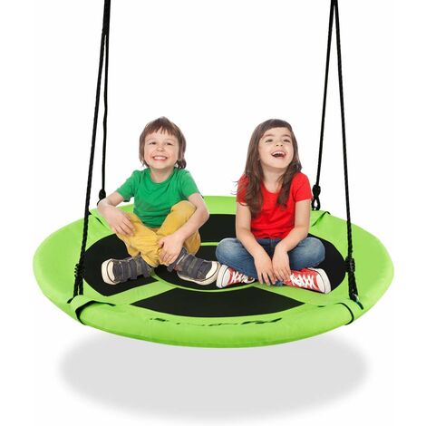 Altalena da Giardino Rotonda Telaio in Metallo Altezza Regolabile per Bambini e Adulti (Verde)