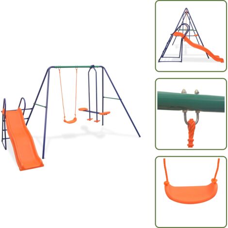 Altalena doppia - vidaXL Set Altalene con Scivolo e 3 Sedili Arancione - Altalena singola
