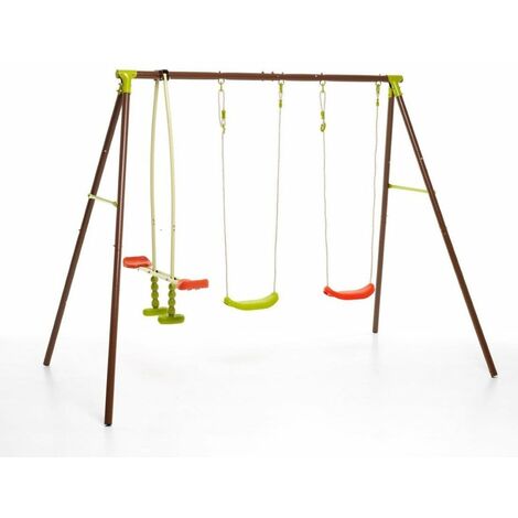 Altalena in Metallo 4 Posti Seggiolini Gioco per Bambini Giardino