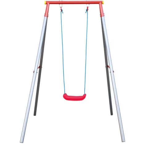 Altalena per Bambini 1 Posto da Esterno 168x163x200 cm Rosso Blu Acciaio