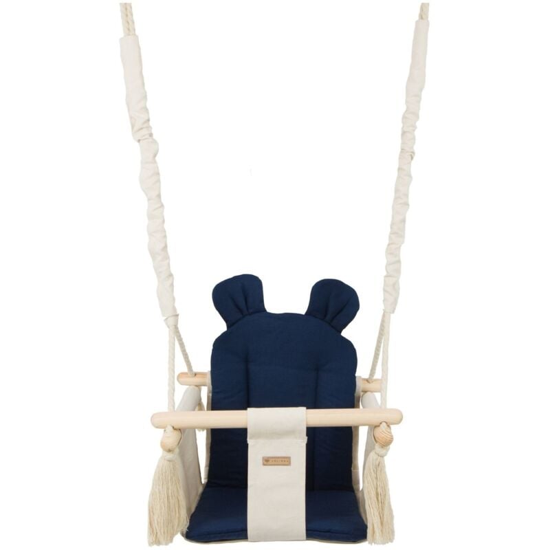 Viking Choice - Altalena per bambini - altalena per bambini - con orecchie - massimo 20 kg - crema, blu marino