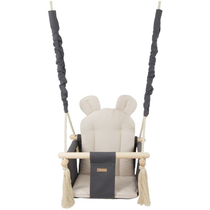 Viking Choice - Altalena per bambini - altalena per bambini - con orecchie - massimo 20 kg - grigio e beige