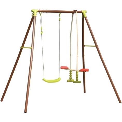 Altalena per Bambini con 2 Sedute in Acciaio da Esterno per Giardino