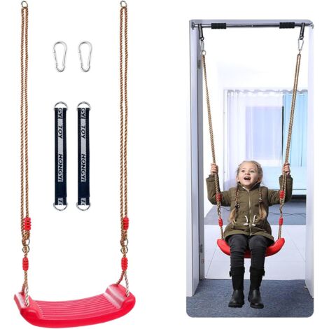 Altalena per bambini da esterno e interno, altalena in plastica premium, sedile da altalena resistente agli agenti atmosferici, altalena morbida in PE rosso, altezza regolabile