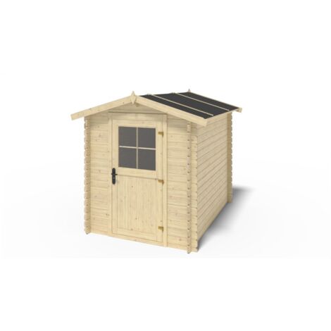 Altanka – Abri de jardin bois 4.75m² – Dimensions 1.9x2.5m – Épaisseur 28mm – Toit à deux pentes – Porte vitrée en plexi