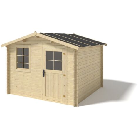 Altanka – Abri de jardin bois 6m² – Dimensions 3x2m – Épaisseur 28mm – Toit à deux pentes – Vitrage plexi ouvrable