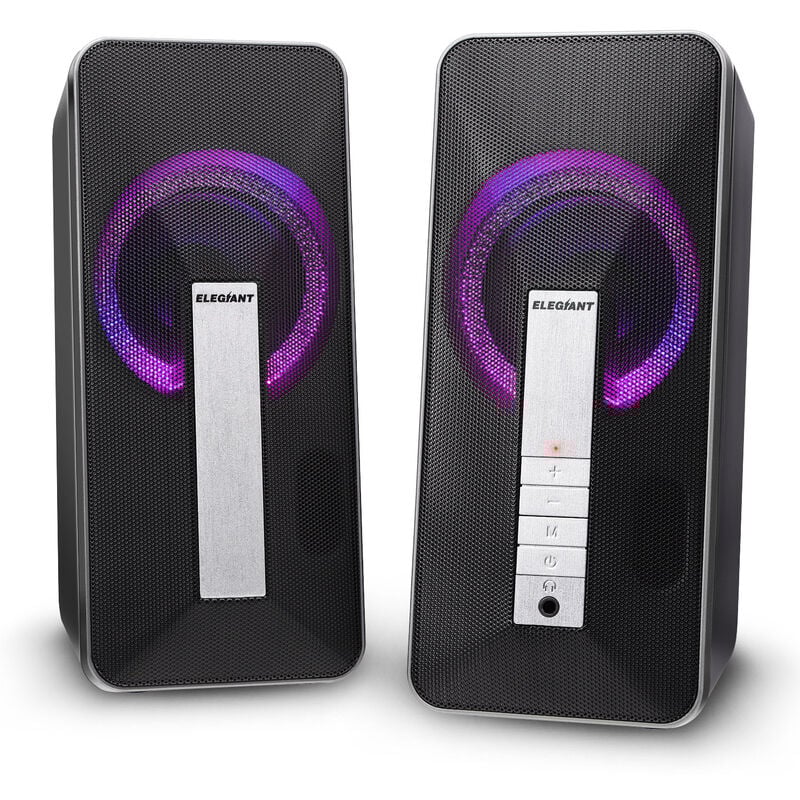 

Altavoces para Computadora, Altavoces de Escritorio RGB de 10 W, Bluetooth 5.0 con Cable 2.0 Canales con Luz LED para Computadoras de Escritorio,