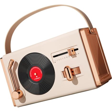 Altavoz Bluetooth, altavoz Bluetooth retro, altavoz USB portátil, adecuado para sala de estar, oficina y uso en exteriores (blanco marfil).