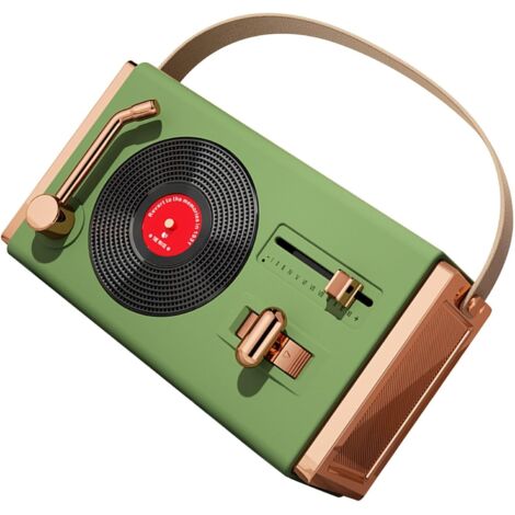 Altavoz Bluetooth, altavoz Bluetooth retro, altavoz USB portátil, adecuado para sala de estar, oficina y uso en exteriores (verde retro).