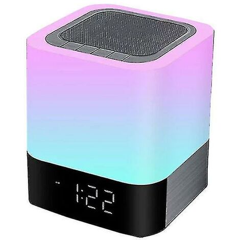 Altavoz Bluetooth con luz táctil, lámpara de noche, despertador regulable