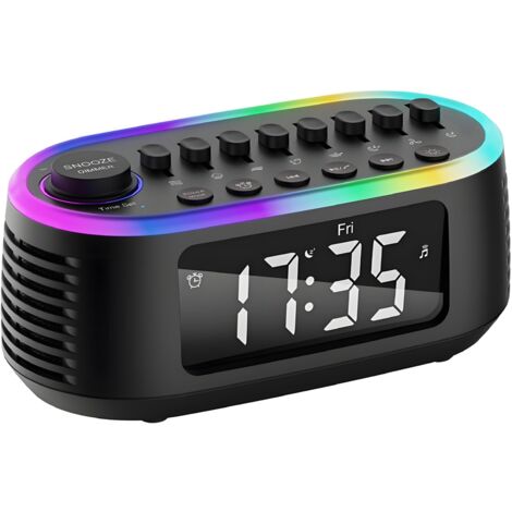 Altavoz Bluetooth con ruido blanco, reloj despertador digital, temporizador de apagado automático con pantalla LED RGB, luz nocturna relajante, máquina de sonidos naturales para bebés, niños y adultos