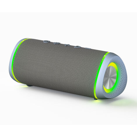 Altavoz Bluetooth portátil de 16 W con efectos de luz, Bluetooth 5.3 e interfaz AUX. Color gris.