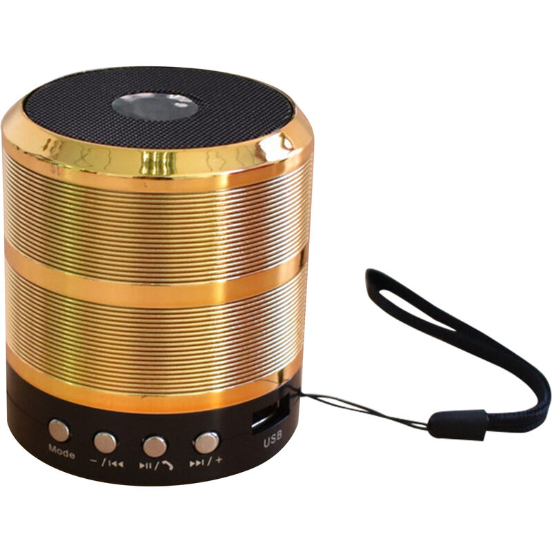 

Altavoz BT inalambrico portatil Mini musica Audio Estereo Sonido Altavoz Columna Voz clara con USB AUX, Oro