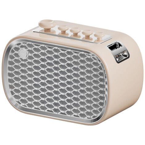 Altavoz portátil, reproductor de audio, pequeño reproductor de audio para exteriores con ranura para tarjeta TF, temporizador, radio con puerto AUX, color beige