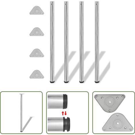 Altezza regolabile -  Gambe per Tavolo 4 pz Altezza Regolabile Cromate 1100 mm