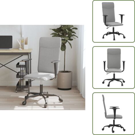Altezza regolabile - vidaXL Sedia da Ufficio Regolabile Grigio Chiaro Rete e Similpelle - Sedia con braccioli