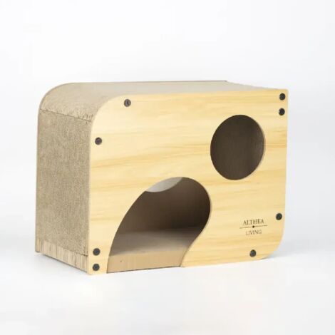 Althea Living - Nido rascador para gatos Carabela, madera y cartón corrugado