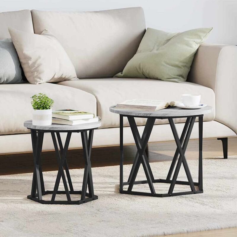 Vidaxl - Beistelltische 2er Set Grau Sonoma Holzwerkstoff