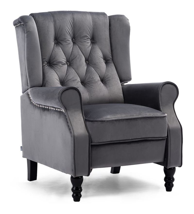 Althorpe Velvet Recliner Chair - Grey