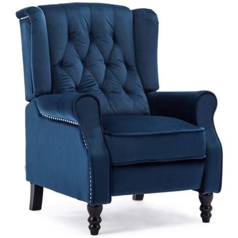 ALTHORPE VELVET RECLINER CHAIR - MIDNIGHT BLUE