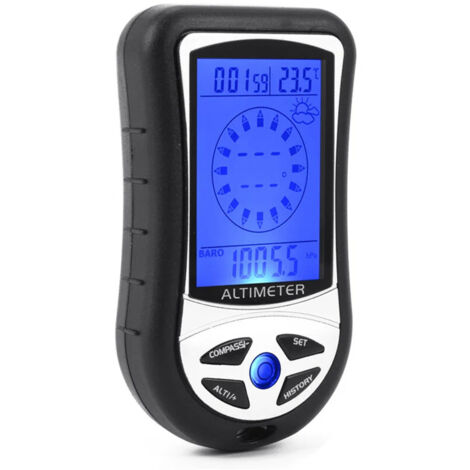 Altimètre électronique multifonctionnel 8 en 1, baromètre, boussole numérique LCD, thermomètre, jauge de hauteur portable, prévisions météorologiques, testeur de pression barométrique, jauge d'air