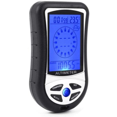 Altimètre électronique multifonctionnel 8 en 1, baromètre, boussole numérique LCD, thermomètre, jauge de hauteur portable, prévisions météorologiques, testeur de pression barométrique, jauge d'air