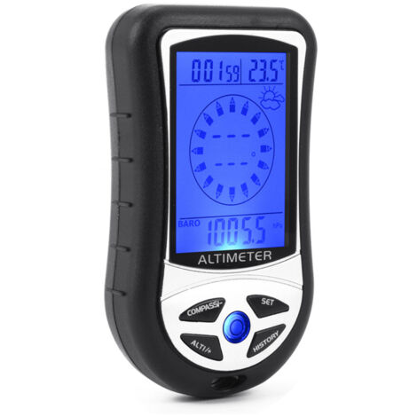 Altimètre électronique multifonctionnel 8 en 1, baromètre, boussole numérique LCD, thermomètre, toise portable, prévisions météorologiques, testeur de pression barométrique, manomètre