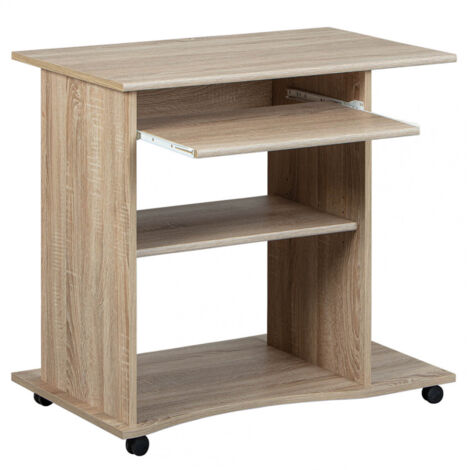 Altobuy – Bureau gamer sur roulettes 80x50x75 cm – Panneau de particules aspect bois – 4 roulettes pour mobilité – Niche et compartiment clavier