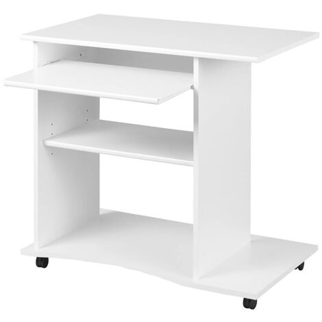 Altobuy – Bureau gamer sur roulettes 80x50xH75 cm – Structure en panneau de particules blanc – Poids max 10 kg – Compact et élégant