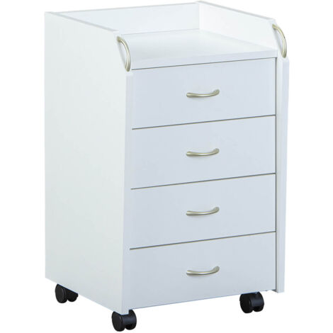 Altobuy – Caisson 4 tiroirs sur roulettes – Dimensions 40 x 36 x H65 cm – Panneaux de particules décor blanc – Rangement bureau optimisé