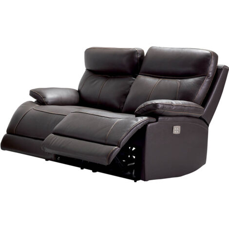Altobuy – Canapé relax électrique 2 places cuir marron – Mécanisme relax avec commande latérale – Dimensions 154 x 97 x H99 cm – Confort optimal