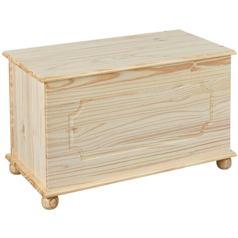 Altobuy – Coffre à jouets en bois massif vernis naturel – Dimensions 89 x 47 x H53 cm – Meuble de rangement pour chambre d'enfant