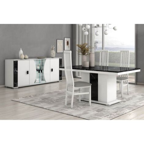 Altobuy – Ensemble séjour table repas 160x90cm + buffet 190x47cm – Éclairage LED intégré – Design italien chic et moderne